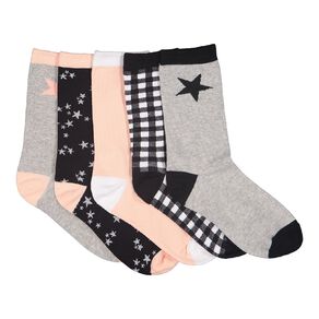 H&H Kids' Jacquard Crew Socks 5 Pack