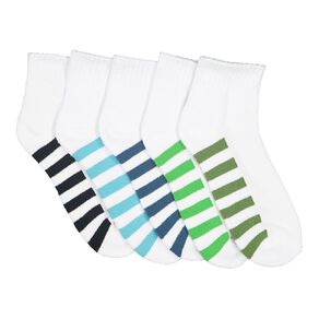 Active Intent Kids' Quarter Crew Cushioned Socks 5 Pack