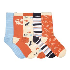 H&H Kids' Jacquard Crew Socks 5 Pack